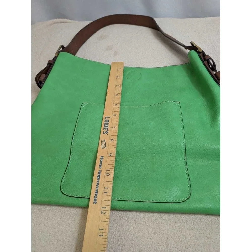 Vibrant Green Hobo Shoulder Bag Reversible Brown Interior Faux Leather‎ Casual